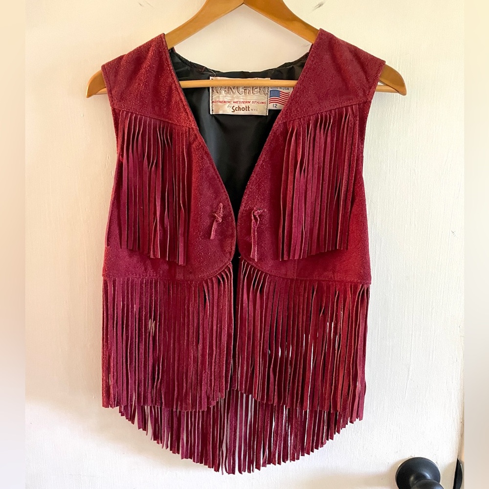 Vintage Suede Leather Fringe Vest Western Rodeo Festival Hippie size Small / Med
